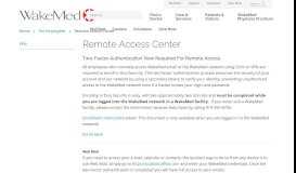 
							         Remote Access Center | Raleigh, North Carolina (NC) - WakeMed ...								  
							    