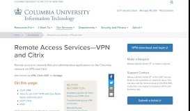 
							         Remote Access Services—VPN and Citrix - Columbia University								  
							    