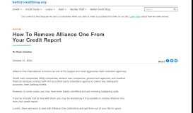 
							         Remove Alliance One From Your Credit Report the Easy Way								  
							    