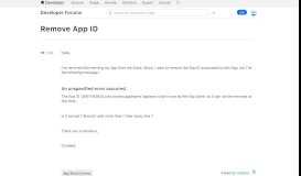 
							         Remove App ID |Apple Developer Forums								  
							    