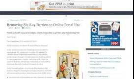 
							         Removing Six Key Barriers to Online Portal Use -- FPM - AAFP								  
							    