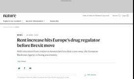 
							         Rent increase hits Europe's drug regulator before Brexit move - Nature								  
							    