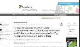 
							         Repeated Exposure to the “Spice” Cannabinoid JWH-018 ... - Frontiers								  
							    