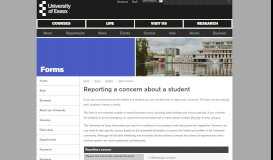 
							         Report a concern about a student - University of Essex								  
							    