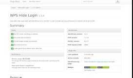 
							         Report - WPS Hide Login 1.5.4.2 - PluginTests.com								  
							    