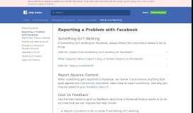 
							         Reporting a Problem with Facebook | Facebook Help Center ...								  
							    