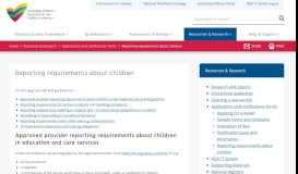 
							         Reporting requirements about children | ACECQA								  
							    