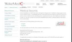 
							         Request Medical Records | Raleigh, North Carolina (NC) - WakeMed ...								  
							    