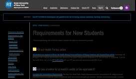 
							         Requirements for New Students | Fashion Institute of Technology								  
							    
