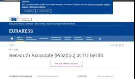 
							         Research Associate (Postdoc) at TU Berlin | EURAXESS								  
							    