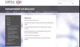 
							         Research: Biology, Department of: Loyola University Chicago								  
							    