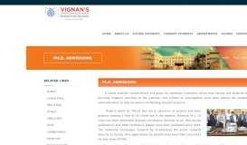 
							         Research Programmes - VIGNAN's FOUNDATION for SCIENCE ...								  
							    