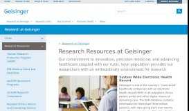 
							         Research Resources at Geisinger								  
							    