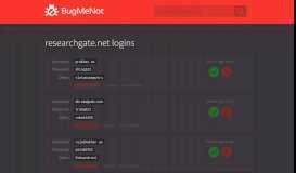 
							         researchgate.net passwords - BugMeNot								  
							    