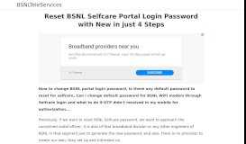 
							         Reset BSNL Selfcare Portal Login Password with New in just 4 Steps								  
							    
