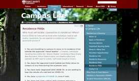 
							         Residence FAQs - Saint Mary's University								  
							    