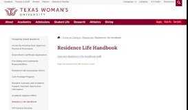 
							         Residence Life Handbook - Living on Campus - Texas Woman's ...								  
							    