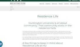 
							         Residence Life | Huntington University, a Christian college of the ...								  
							    