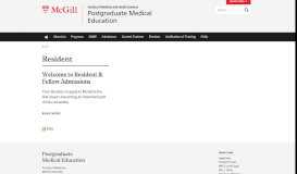 
							         Resident | Postgraduate Medical Education - McGill University								  
							    