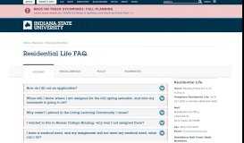 
							         Residential Life FAQ | Indiana State University								  
							    