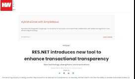 
							         RES.NET introduces new tool to enhance transactional transparency ...								  
							    