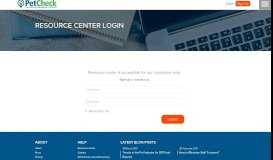 
							         Resource center login - Pet Check Technology								  
							    