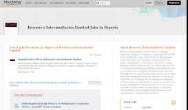 
							         Resource Intermediaries Limited Jobs and Vacancies in Nigeria June ...								  
							    