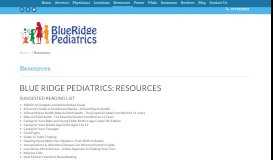 
							         Resources: Blue Ridge Pediatrics								  
							    