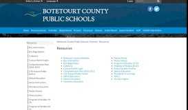 
							         Resources - Botetourt County Public Schools								  
							    