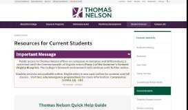 
							         Resources for Current Students | Thomas Nelson Community ...								  
							    