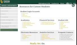 
							         Resources for Current Students | Tiffin University								  
							    