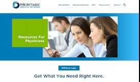 
							         Resources For Physicians | Meritage Medical Network								  
							    