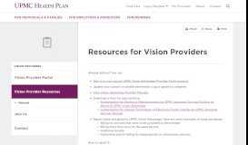 
							         Resources | For Vision Providers | UPMC Health Plan								  
							    