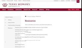 
							         Resources - Living on Campus - Texas Woman's University								  
							    