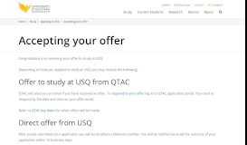 
							         Responding to your offer - University of Southern Queensland - USQ								  
							    