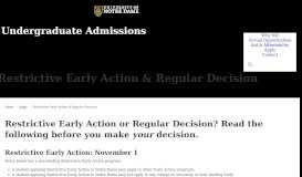 
							         Restrictive Early Action and Regular Decision - ND Admissions								  
							    