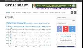 
							         RESULTS - GEC LIBRARY								  
							    