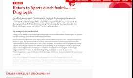 
							         Return to Sports durch funktionelle Diagnostik | PORTAL FÜR ...								  
							    