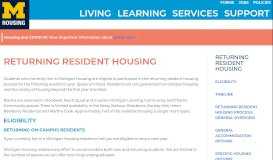 
							         Returning Resident Housing - University Housing University of Michigan								  
							    
