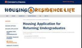 
							         Returning Undergraduates - UVA Housing & Residence Life								  
							    