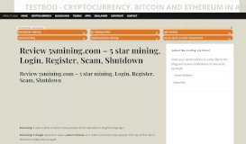
							         Review 5smining.com - 5 star mining, Login, Register, Scam ...								  
							    