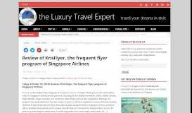 
							         Review of KrisFlyer, the frequent flyer program of Singapore Airlines								  
							    