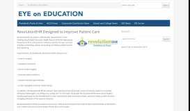 
							         RevolutionEHR Designed to Improve Patient Care | Eye on Education								  
							    