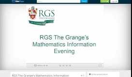 
							         RGS The Grange's Mathematics Information Evening - ppt download								  
							    
