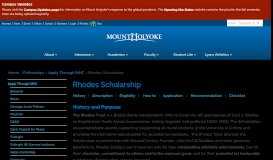 
							         Rhodes Scholarship | Mount Holyoke College								  
							    