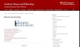 
							         Rhodes Scholarships | Academic Honors and Fellowships | USC								  
							    