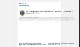 
							         RI Division Of Business Services - Articles of Incorporation								  
							    