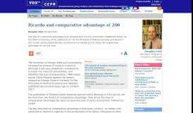 
							         Ricardo and comparative advantage at 200 | VOX, CEPR Policy Portal								  
							    