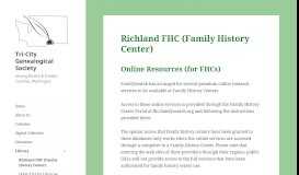 
							         Richland FHC (Family History Center) – Tri-City Genealogical Society								  
							    
