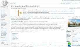 
							         Richmond upon Thames College - Wikipedia								  
							    